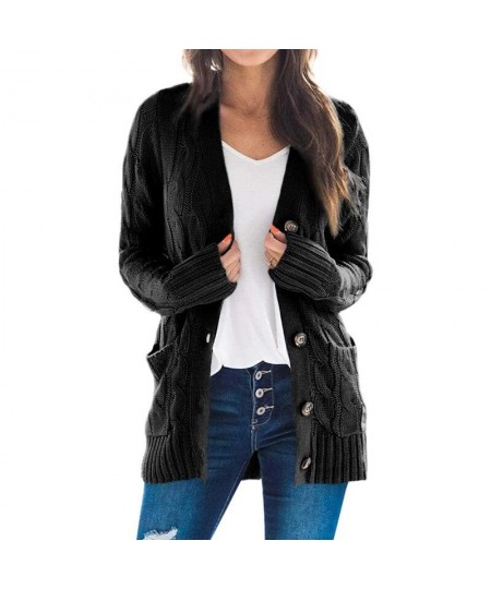 Autumn and winter 2023 new women's casual cardigan coat solid color Fried Dough Twists button cardigan sweater women $47.05 -...