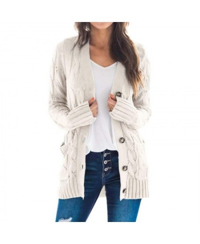 Autumn and winter 2023 new women's casual cardigan coat solid color Fried Dough Twists button cardigan sweater women $47.05 -...