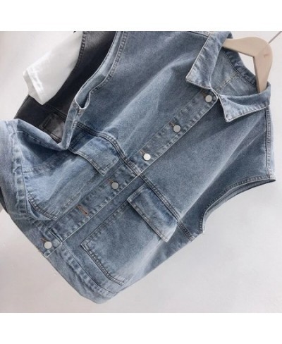 Simple Basic Sleeveless Single-breasted Jean Jackets Fashion Loose Big Pocket Women Jacket Vest Vintage Washed Jackets For $3...