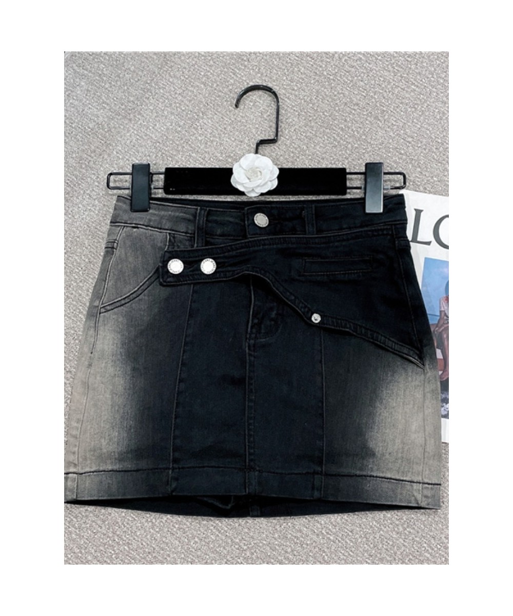 2022 Summer New Sexy High Waist Slim-Fit All-Matching Denim Skirt Women's Fashion Irregular Short Hip Skirt for Ladies $72.88...