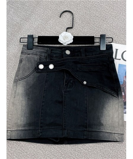 2022 Summer New Sexy High Waist Slim-Fit All-Matching Denim Skirt Women's Fashion Irregular Short Hip Skirt for Ladies $72.88...