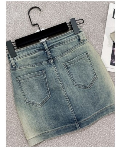 2022 Summer New Sexy High Waist Slim-Fit All-Matching Denim Skirt Women's Fashion Irregular Short Hip Skirt for Ladies $72.88...