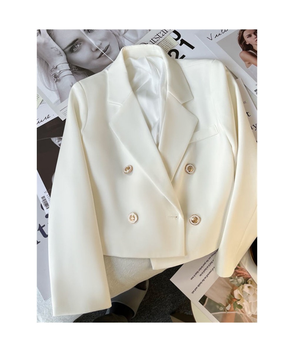 Crop Blazers and Jackets for Women 2023 Spring Summer Office Ladies Elegant Coats Casual Double Breasted Outerwear $48.33 - S...