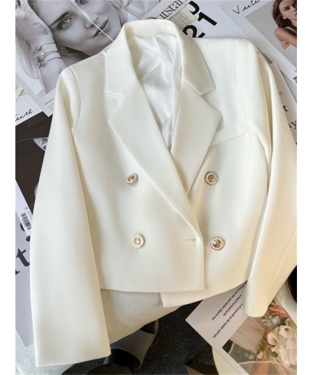 Crop Blazers and Jackets for Women 2023 Spring Summer Office Ladies Elegant Coats Casual Double Breasted Outerwear $48.33 - S...