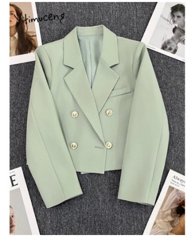 Crop Blazers and Jackets for Women 2023 Spring Summer Office Ladies Elegant Coats Casual Double Breasted Outerwear $48.33 - S...