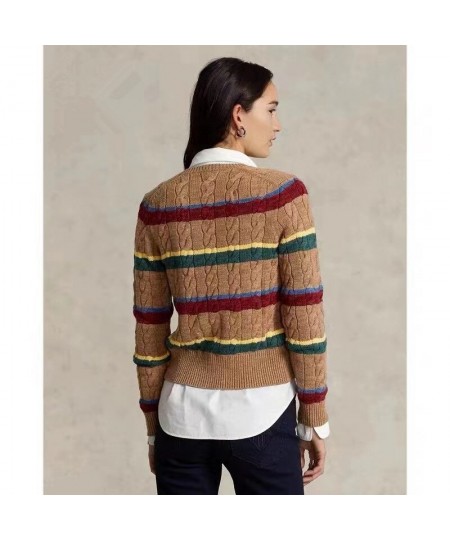 Women Sweater RL Wool Cardigan Autumn Winter Woman Korean Fashion Color Striped Knitted Jumper Top Sueters De Mujer $106.23 -...