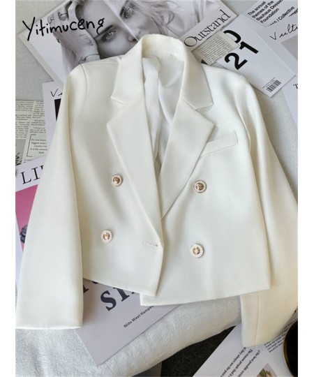 Crop Blazers and Jackets for Women 2023 Spring Summer Office Ladies Elegant Coats Casual Double Breasted Outerwear $48.33 - S...