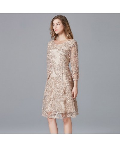 2023 Spring Summer Dress Plus Size Champagne Ladies Casual Lace A-Line Polyester Dresses For Women 14146 $76.61 - Dresses