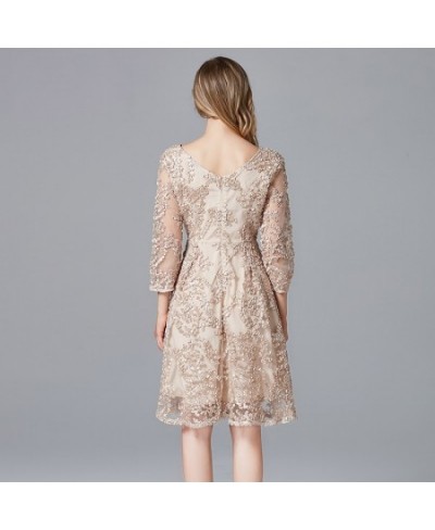 2023 Spring Summer Dress Plus Size Champagne Ladies Casual Lace A-Line Polyester Dresses For Women 14146 $76.61 - Dresses