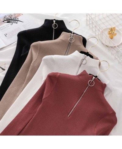 Korean Solid Zipper Pullover Sweater Knitted Autumn & Winter 2022 Long Sleeve Pull Femme Slim Jumper Women Sweaters Tops 1711...