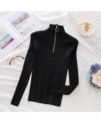 Korean Solid Zipper Pullover Sweater Knitted Autumn & Winter 2022 Long Sleeve Pull Femme Slim Jumper Women Sweaters Tops 1711...