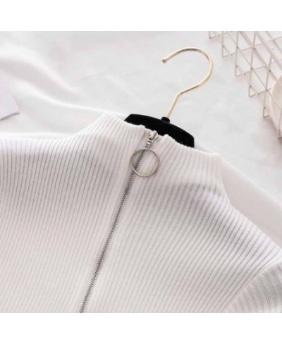 Korean Solid Zipper Pullover Sweater Knitted Autumn & Winter 2022 Long Sleeve Pull Femme Slim Jumper Women Sweaters Tops 1711...