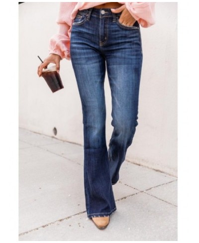 High Waist Denim Jeans For Women Stretch Flare Pants Ladies Casual Solid Color Jean Pants $50.76 - Jeans