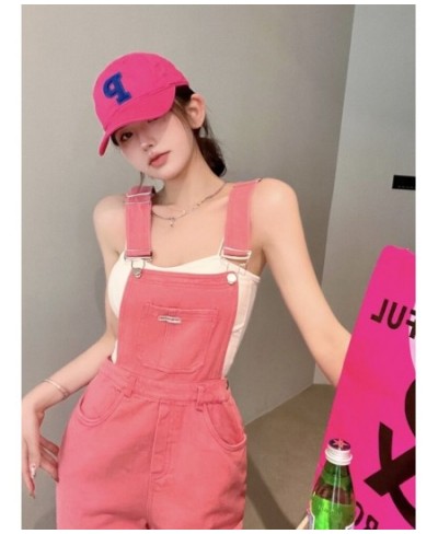 Pink Denim Overalls Women New Loose Jean Jumpsuits Fashion High Waist Wide Leg Pants Streetwear $66.34 - Jeans