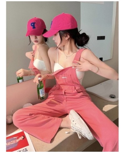 Pink Denim Overalls Women New Loose Jean Jumpsuits Fashion High Waist Wide Leg Pants Streetwear $66.34 - Jeans