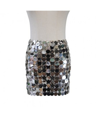 Solid y2k Shiny Sequins Sexy Mini Skirt For Women Hollow Out See Through Circular Sequin Outside Streetwear Shiny Lady Skirts...