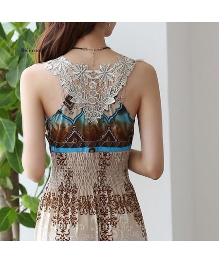 Summer Women Maxi Long Dress V- Neck Beach Printed Dress Women Sexy Sleeveless Bohemian Dress Vestidos $36.12 - Dresses