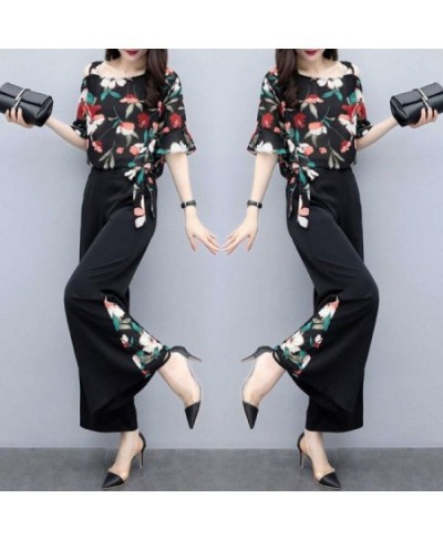 Plus Size Clothing Women Short Sleeve Shirt Suit 2022 Summer Fashion Chiffon Printed Dots Top Wide Leg Pants 2 Two Piece Set ...