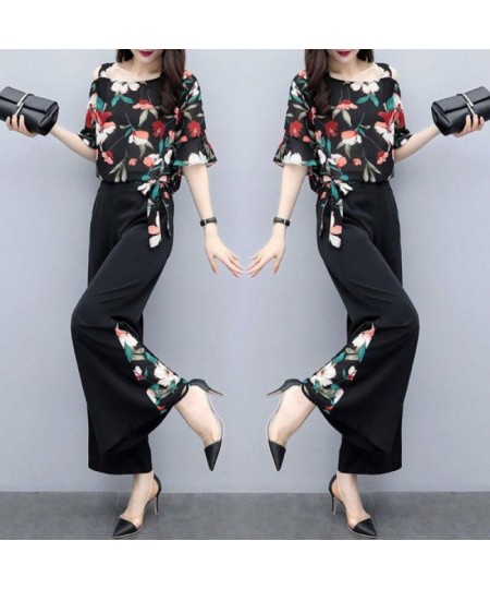 Plus Size Clothing Women Short Sleeve Shirt Suit 2022 Summer Fashion Chiffon Printed Dots Top Wide Leg Pants 2 Two Piece Set ...