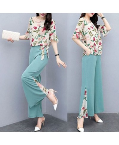 Plus Size Clothing Women Short Sleeve Shirt Suit 2022 Summer Fashion Chiffon Printed Dots Top Wide Leg Pants 2 Two Piece Set ...