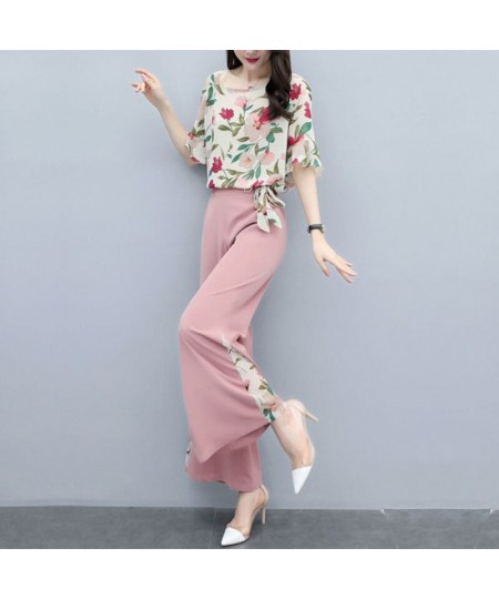 Plus Size Clothing Women Short Sleeve Shirt Suit 2022 Summer Fashion Chiffon Printed Dots Top Wide Leg Pants 2 Two Piece Set ...