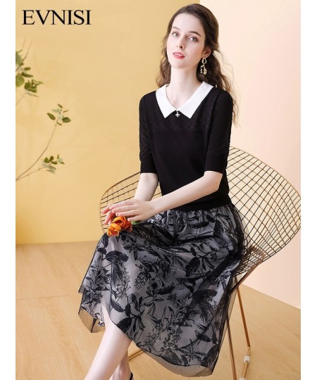 Patchwork Mesh Knit Two Piece Set Dress Women 2022 New Summer Fashion Knit Mini Dresses Korean Vestido Feminino $57.28 - Suit...