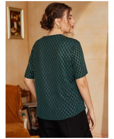 Women's Large Plus Size Shirt Summer Daily Causal Outfits 2022 Spring Fashion Green Tops Plaid Printing Outdoor Clothing $36....