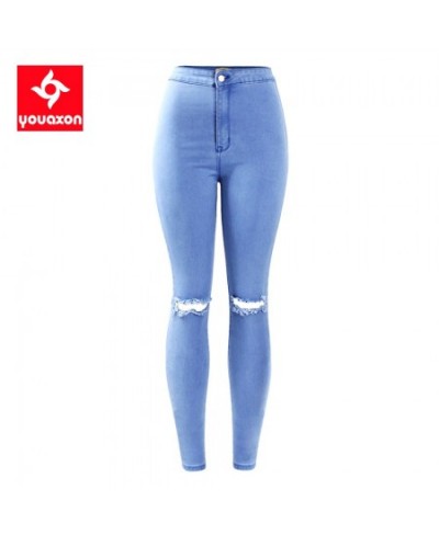 2042 Women`s High Waist Stretch Ripped Knees Distressed Skinny Denim Jean Pants Jeans Woman $33.63 - Jeans