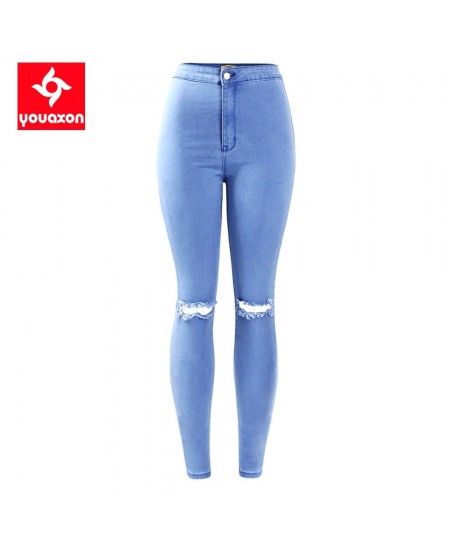 2042 Women`s High Waist Stretch Ripped Knees Distressed Skinny Denim Jean Pants Jeans Woman $33.63 - Jeans