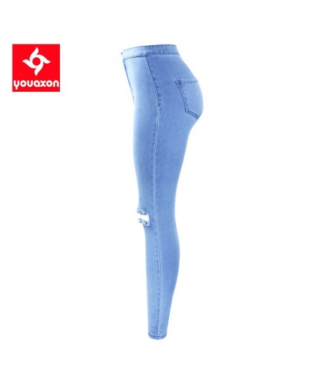 2042 Women`s High Waist Stretch Ripped Knees Distressed Skinny Denim Jean Pants Jeans Woman $33.63 - Jeans