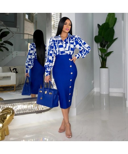 2023 New Fashion Chic Two Piece Set Women OL Elegant Printed Single Breasted Shirt and Pencil Skirt Two Piece Suit Women $48....