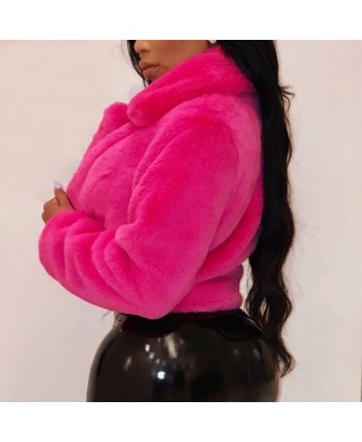 Fashion Faux Fur Coats Women Warm Fluffy Cropped Jackets Furry Winter Jackets Women Down Collar Open Front Short Overcoats $5...