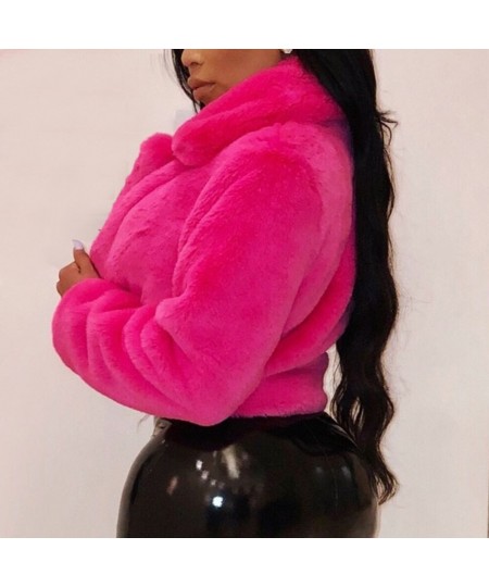 Fashion Faux Fur Coats Women Warm Fluffy Cropped Jackets Furry Winter Jackets Women Down Collar Open Front Short Overcoats $5...