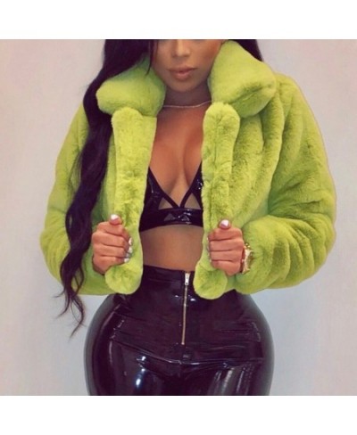 Fashion Faux Fur Coats Women Warm Fluffy Cropped Jackets Furry Winter Jackets Women Down Collar Open Front Short Overcoats $5...