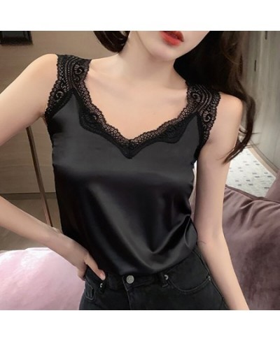 New Black Lace Backless Camisole Satin Silk Summer Tops 2022 Tank Top Women Clothes White Cami Vest Woman Haut Femme $21.48 -...