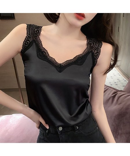 New Black Lace Backless Camisole Satin Silk Summer Tops 2022 Tank Top Women Clothes White Cami Vest Woman Haut Femme $21.48 -...