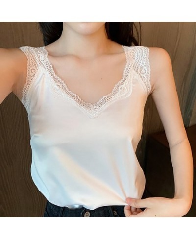 New Black Lace Backless Camisole Satin Silk Summer Tops 2022 Tank Top Women Clothes White Cami Vest Woman Haut Femme $21.48 -...