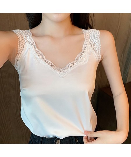 New Black Lace Backless Camisole Satin Silk Summer Tops 2022 Tank Top Women Clothes White Cami Vest Woman Haut Femme $21.48 -...