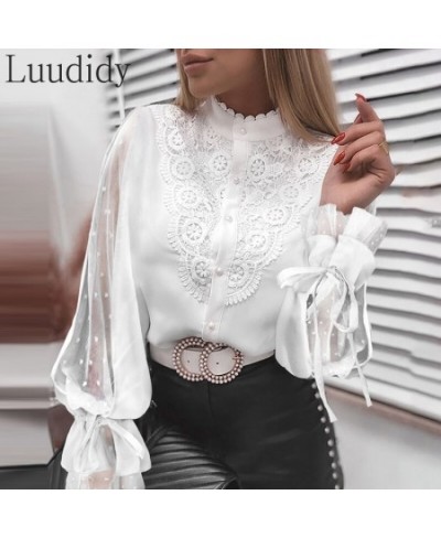 Women Lace Blouse Pullovers Top Fashion Button Design Casual Lace Shirt Blouse $42.83 - Blouses & Shirts