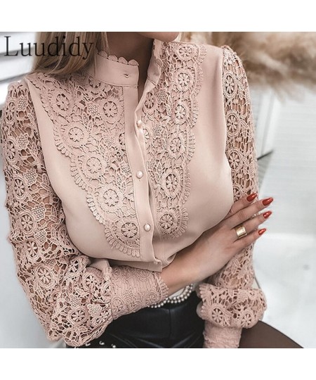 Women Lace Blouse Pullovers Top Fashion Button Design Casual Lace Shirt Blouse $42.83 - Blouses & Shirts