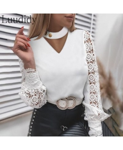 Women Lace Blouse Pullovers Top Fashion Button Design Casual Lace Shirt Blouse $42.83 - Blouses & Shirts