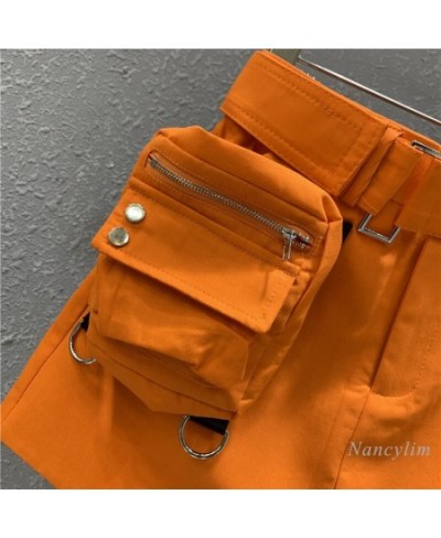 Harajuku Orange Skirt Women 2023 Summer New High Waist Casual Sports Skirts Sexy A- Line Short Mini Jupe Femme with Belt $69....