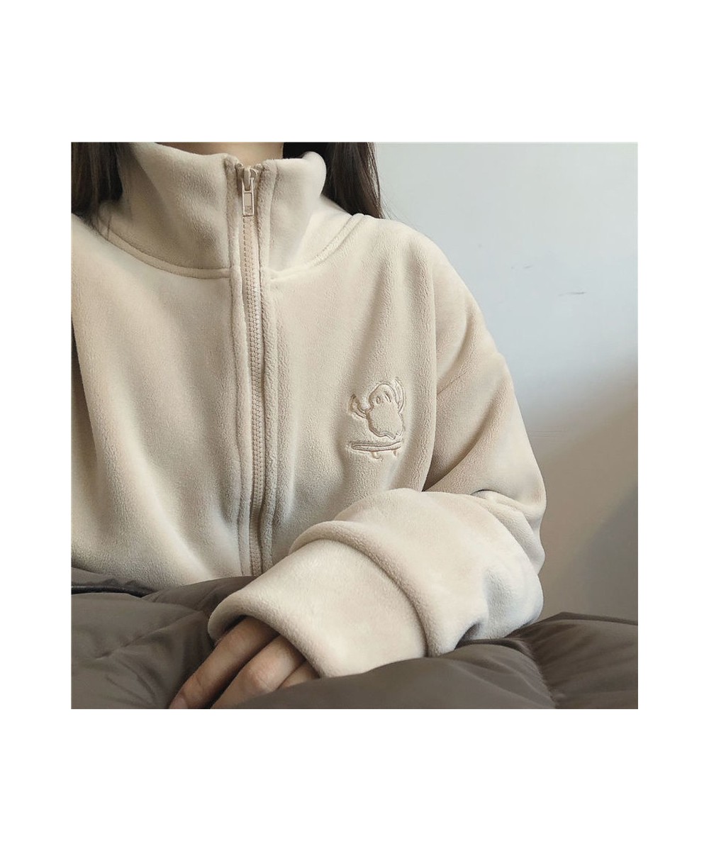 Y2k Women Embroidery Zip Up Hoodie Fleece Jacket Thick Warm Winter Plush Zipper Sweatshirt Outwear Hoodies Tops Clothes $34.8...