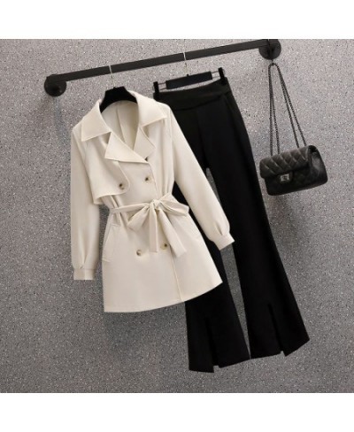 2023 Spring and Summer New Bow Thin Jacket Blazer Casual Flare Pants Two-piece Elegant Women Pants Suit Office Outfits $39.86...