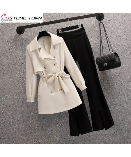 2023 Spring and Summer New Bow Thin Jacket Blazer Casual Flare Pants Two-piece Elegant Women Pants Suit Office Outfits $39.86...