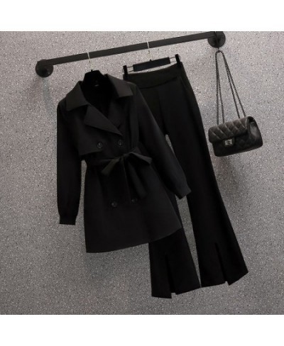 2023 Spring and Summer New Bow Thin Jacket Blazer Casual Flare Pants Two-piece Elegant Women Pants Suit Office Outfits $39.86...