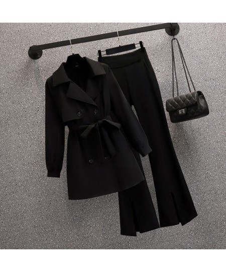 2023 Spring and Summer New Bow Thin Jacket Blazer Casual Flare Pants Two-piece Elegant Women Pants Suit Office Outfits $39.86...