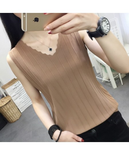 Womens Tops & Blouses Fashion Woman Blouses 2022 V-neck Knitted Blouse Shirt Women Clothes Summer Sleeveless Blouse Women C85...