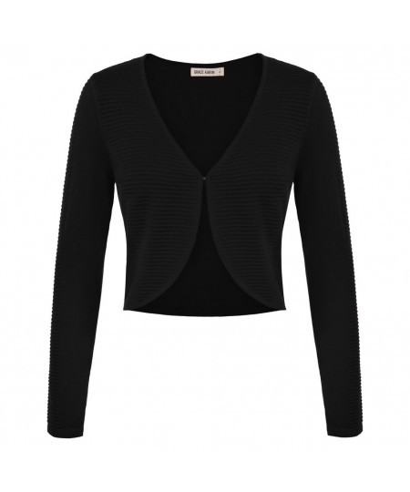 Women Horizontal Ribbed Bolero Long Sleeve V Neck Irregular Hem Knitted Shrug Open Front Knit Cropped Bolero Cardigan A30 $36...