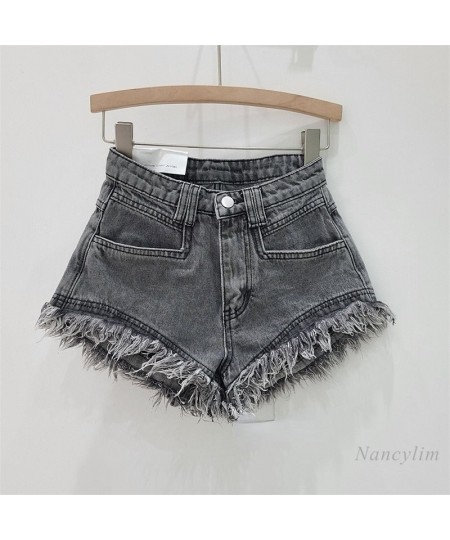 Girl Yellow Tassel Denim Shorts Women's Summer Burr Straight Loose Slimming High Waist A- Line Wide Leg Pants Shorts $48.52 -...